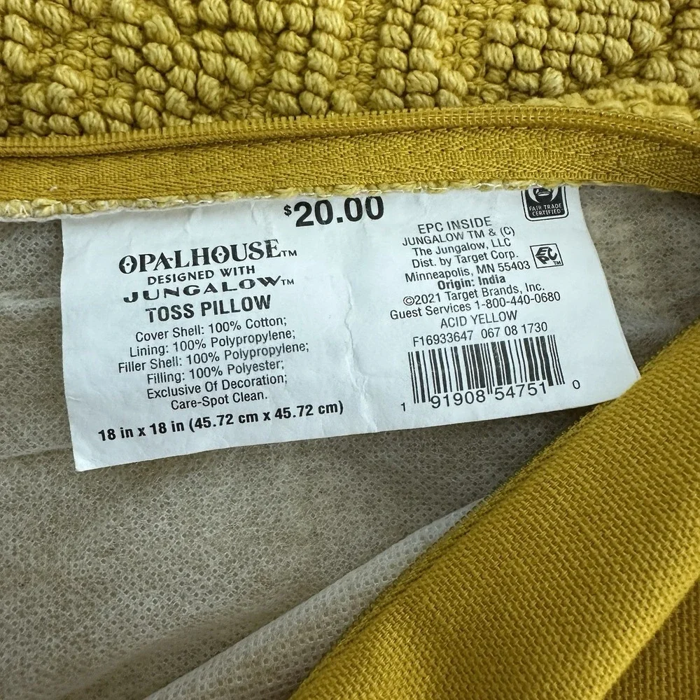Opal House Toss Pillow Cases Lot of 2 Gold Cream & Brown w/Tassels 1 Yellow Case